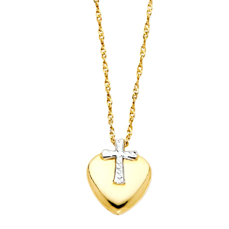 women's birthstone necklaces-14K CROSS HEART NECKLACE