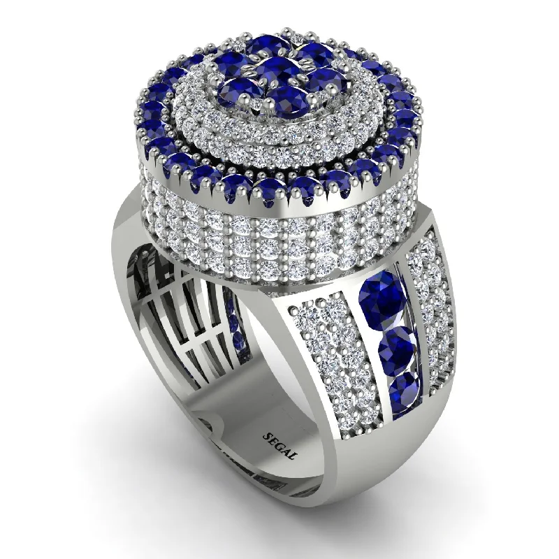 women's romantic rings-Round Sapphire Mens Luxury Ring - Chris No. 15