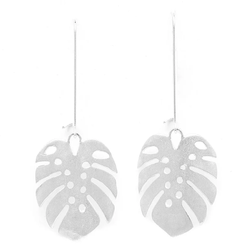 women's fashion earrings-Monstera Leaf Earrings - Large