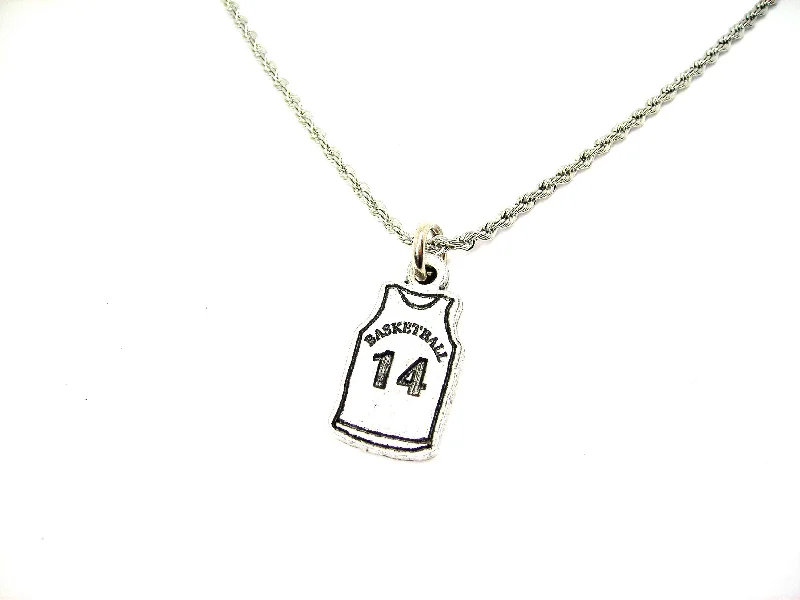 women's layered silver necklaces-Basketball Jersey Choose Your Number - 20" Stainless Steel Rope Necklace