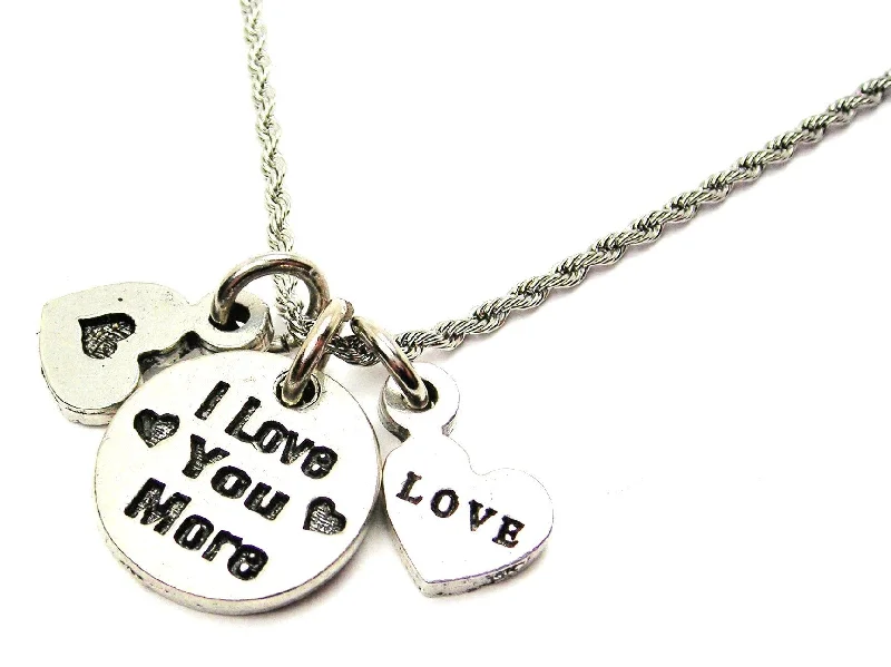 women's spiral necklaces-I Love You More Circle Stainless Steel Rope Chain Necklace