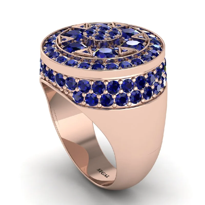 women's stack rings-4.1ct Sapphire Men's Cluster Pinky Ring - August No. 14