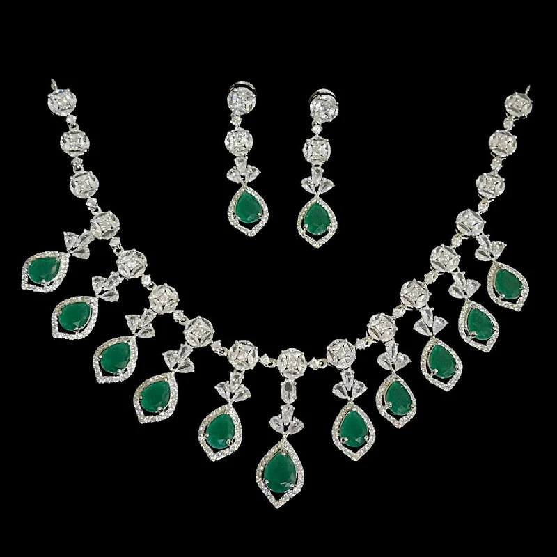 women's modern gold necklaces-Statement Emerald Green AD Zircon (CZ) Necklace