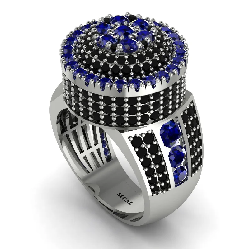 women's hand-carved rings-Round Sapphire Mens Luxury Ring - Chris No. 45