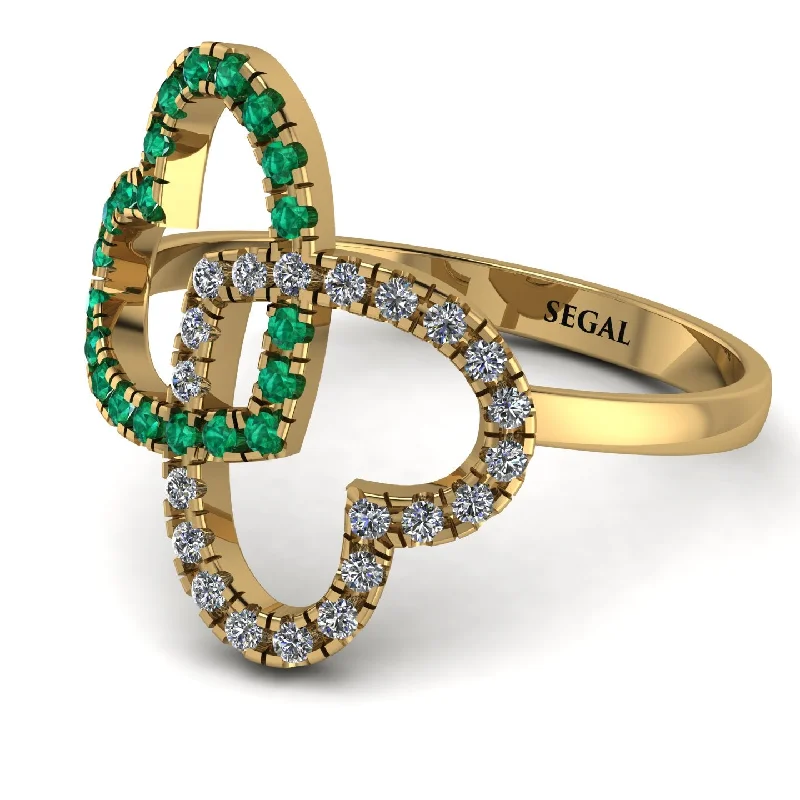 women's personalized rings-Two Hearts Emerald Ring - Selena No. 4