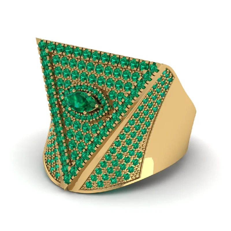 women's contemporary rings-Emerald Eye Of Providence Men's Illuminati Ring - Arden No. 19