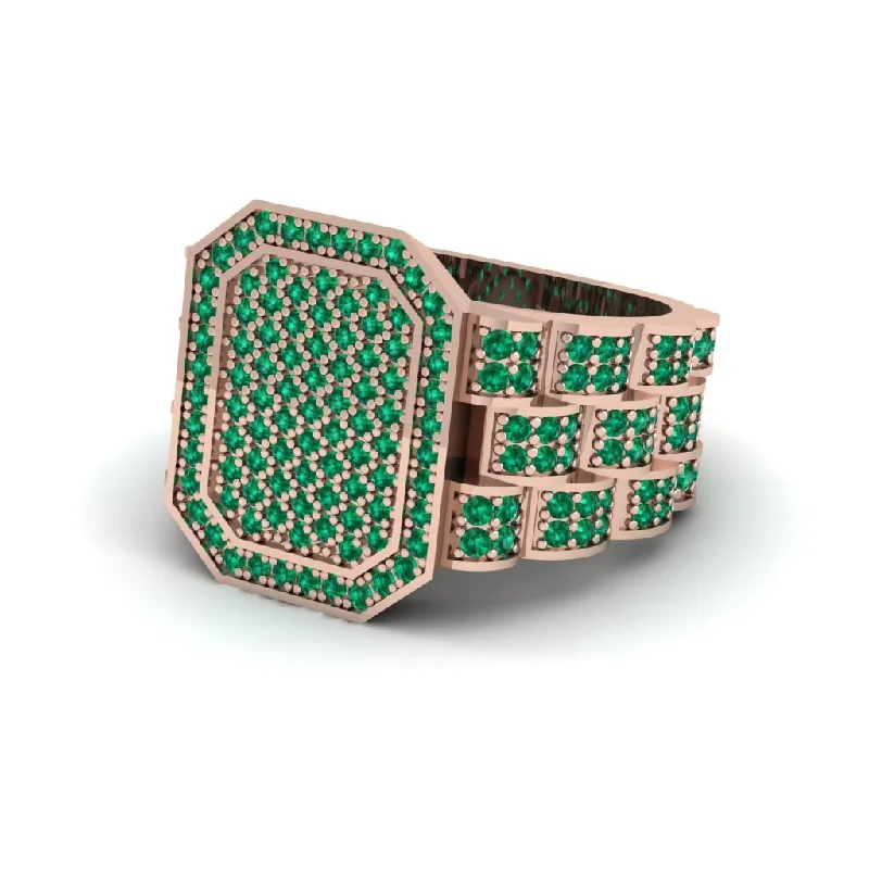 women's modern engagement rings-Emerald Regal Majesty Gold Men's Ring - Devin No. 5