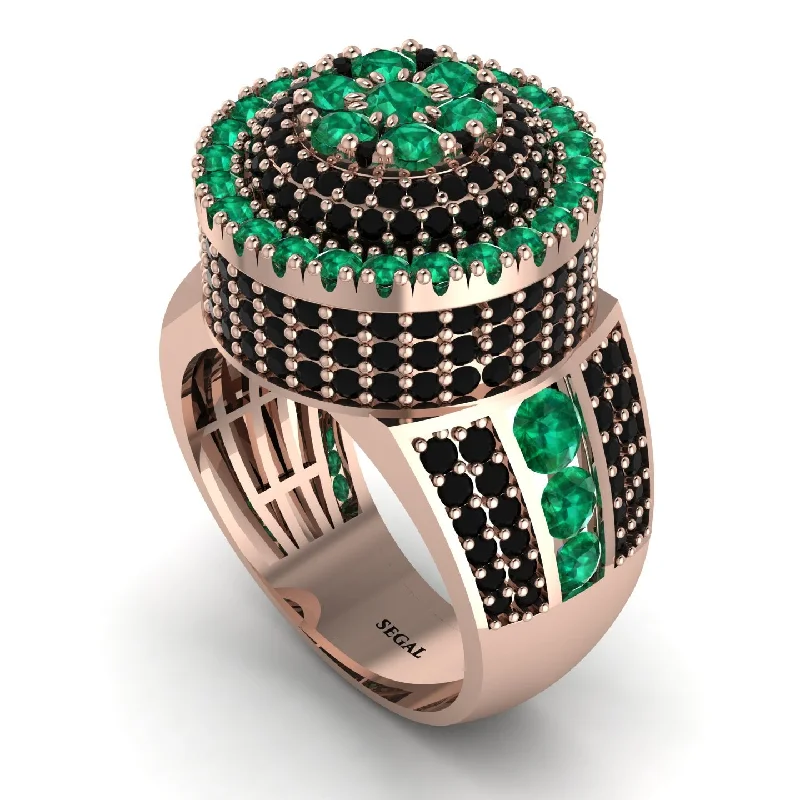 women's multi-colored gemstone rings-Round Emerald Mens Luxury Ring - Chris No. 35