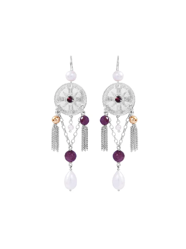 women's multi-stone earrings-Raj Princess Earrings