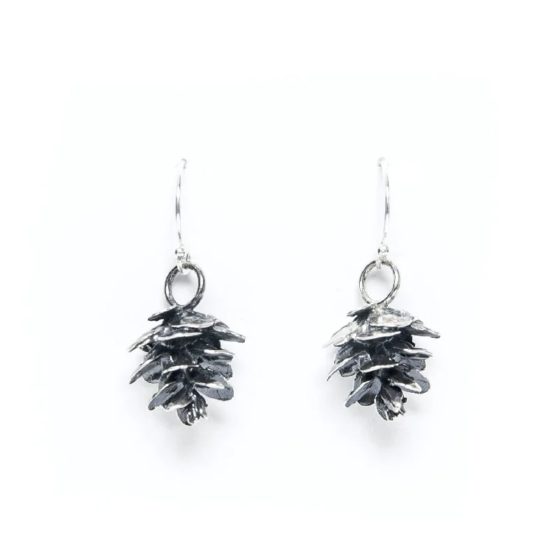 women's bold statement earrings-Hemlock Cone Earrings