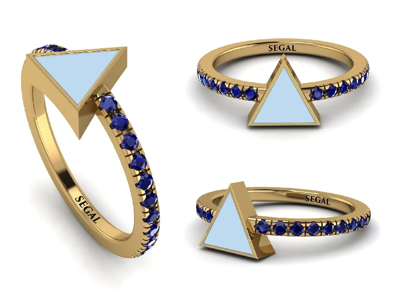 women's oval rings-Elegant Enamel Triangle Sapphire Ring - Triangle No. 13