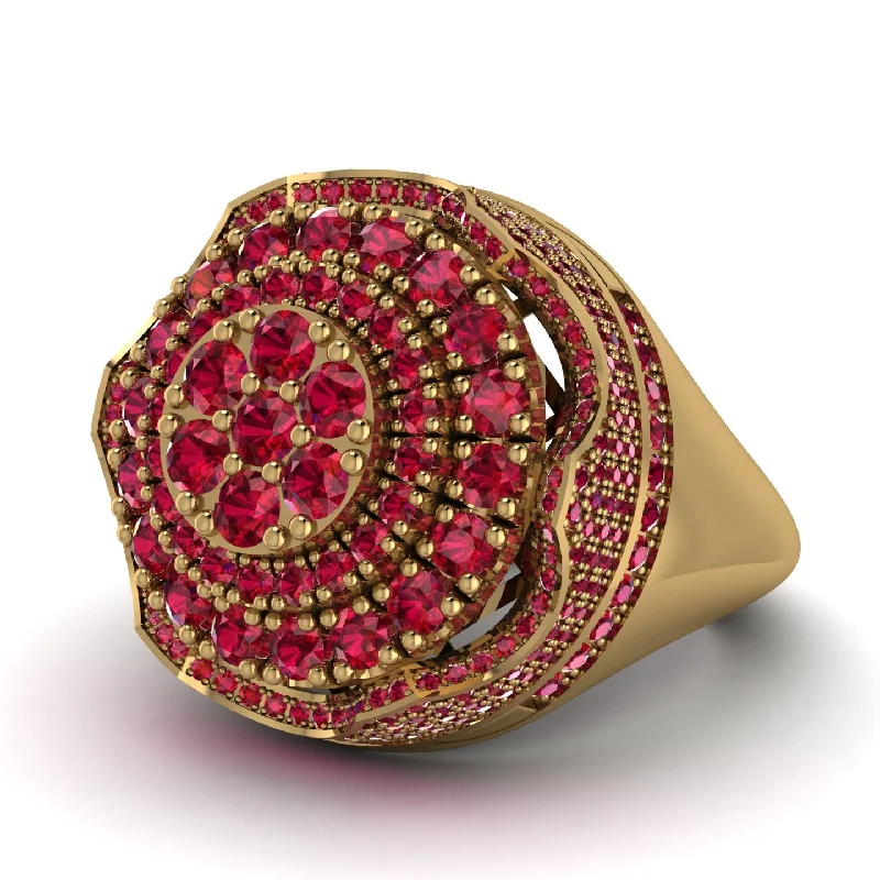 women's stack rings-Ruby Regal Radiance Signet Men's Fashion Ring - Frankie No. 55