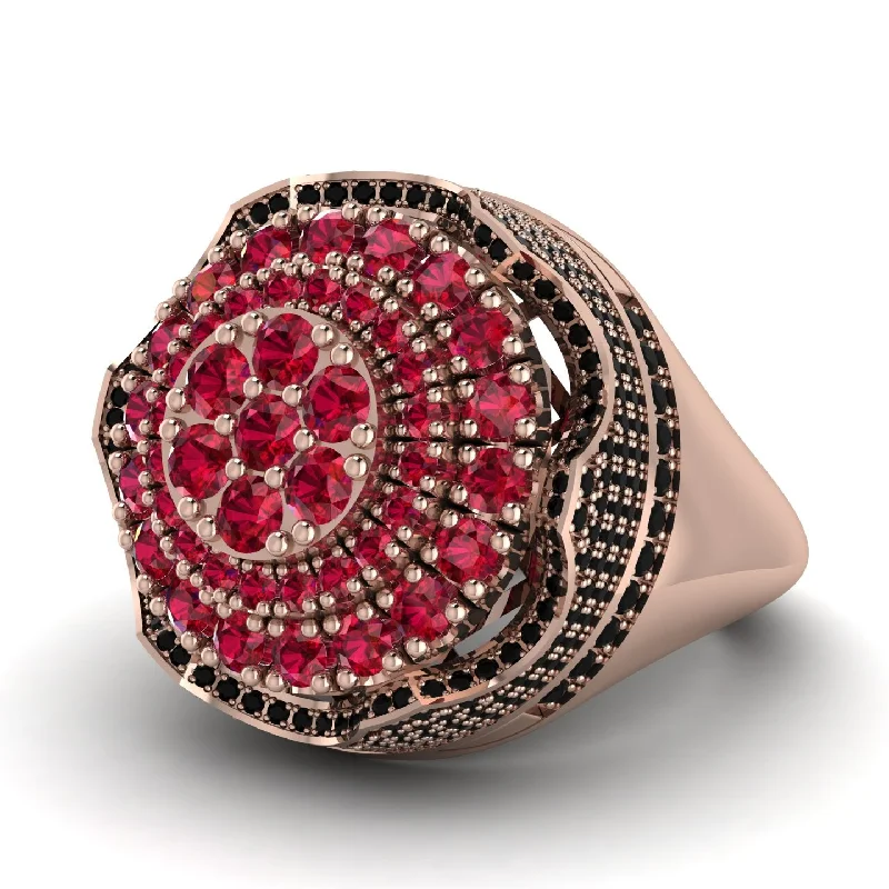 women's romantic rings-Ruby Regal Radiance Signet Men's Fashion Ring - Frankie No. 41