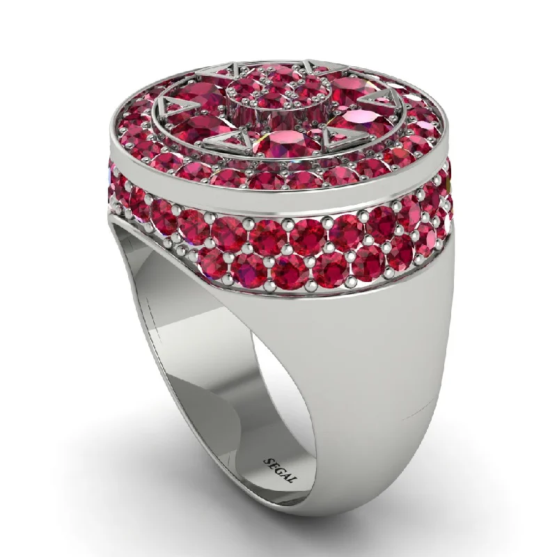 women's round-cut diamond rings-4.1ct Ruby Men's Cluster Pinky Ring - August No. 12