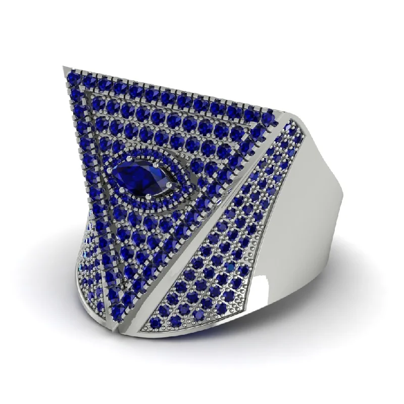 women's minimalist rings-Sapphire Eye Of Providence Men's Illuminati Ring - Arden No. 75