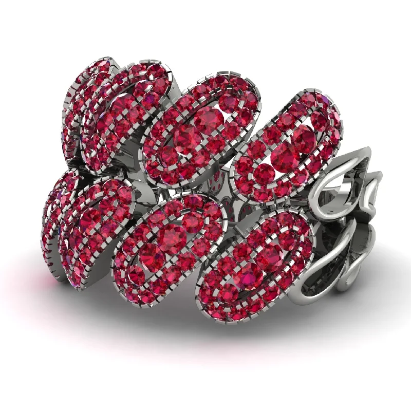 women's engagement ring sets-Ruby Stylish Bloom Fashion Ring - Drew No. 57