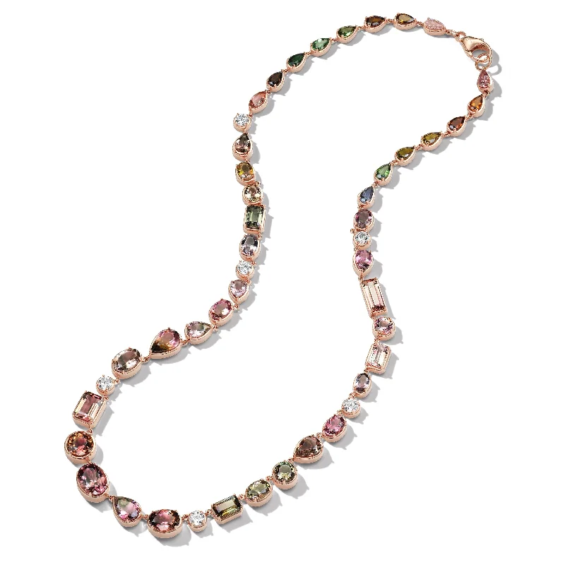 women's engraved gold necklaces-ONE OF A KIND TOURMALINE AND DIAMOND PARTY NECKLACE