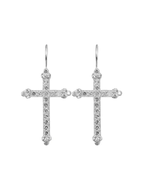 women's infinity earrings-Victorian Cross Earrings