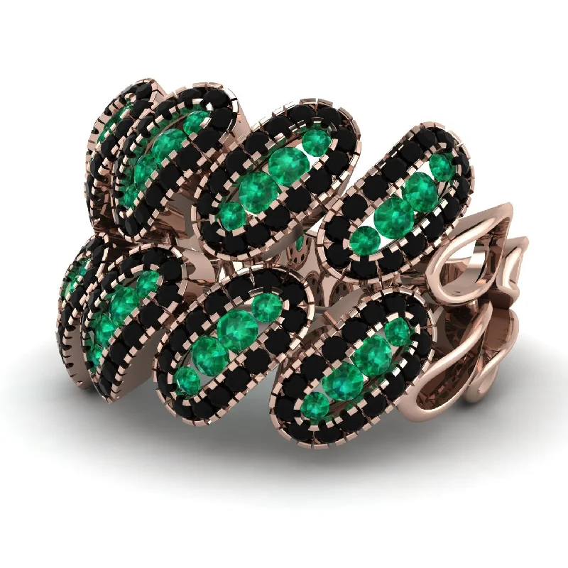 women's cocktail rings-Emerald Stylish Bloom Fashion Ring - Drew No. 35