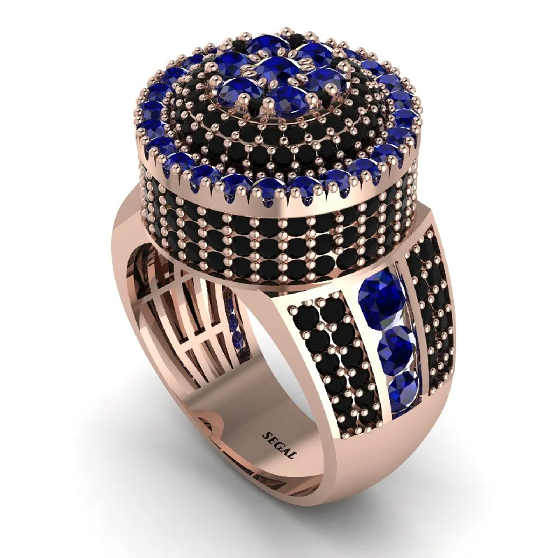 women's anniversary band rings-Round Sapphire Mens Luxury Ring - Chris No. 44