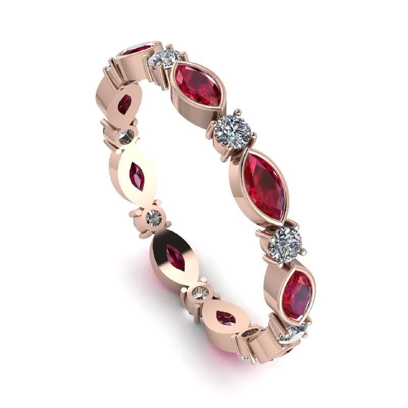 women's gemstone solitaire rings-Marquise Ruby Eternity Band - Cecilia No. 11