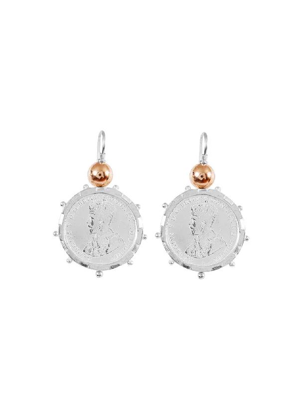 women's custom-made earrings-Silver Encased Shilling Coin Earrings