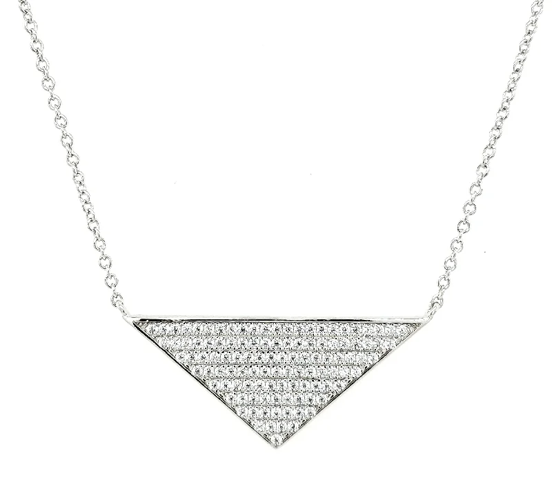 women's classic pearl necklaces-MICRO PAVE 925 STERLING SILVER NECKLACE RHODIUM PLATING WITH CUBIC ZIRCONIA