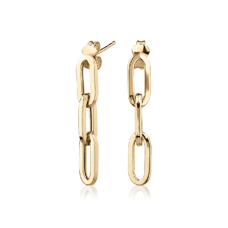 women's statement chandelier earrings-Drop earrings in 10 carat yellow gold