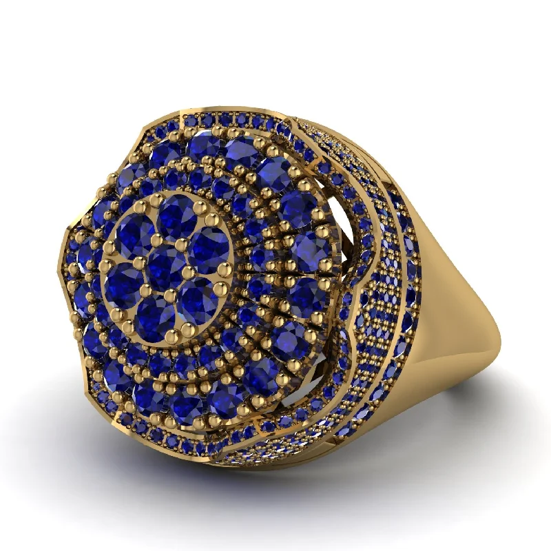 women's anniversary band rings-Sapphire Regal Radiance Signet Men's Fashion Ring - Frankie No. 73