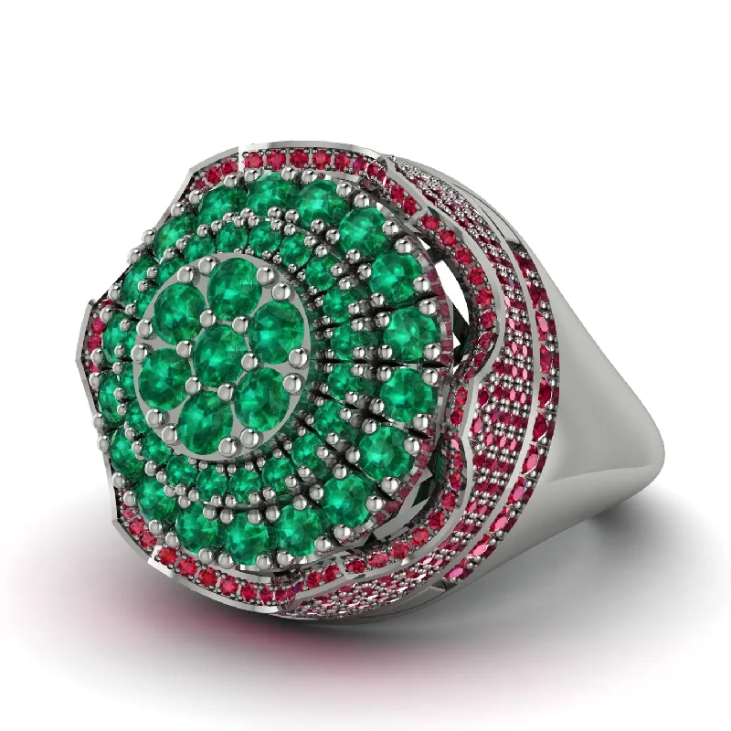 women's pearl rings-Emerald Regal Radiance Signet Men's Fashion Ring - Frankie No. 51