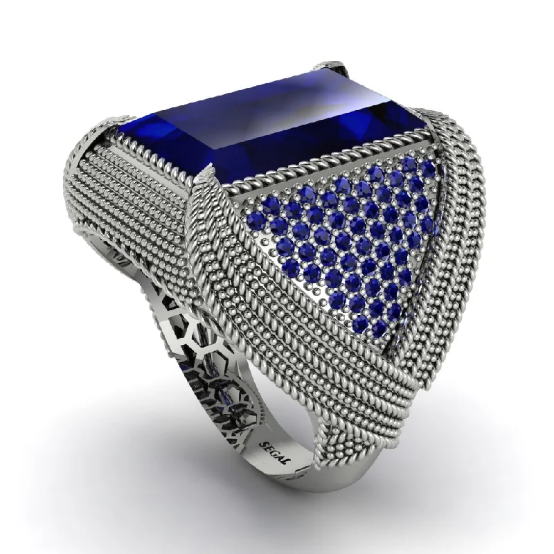 women's custom rings-Baguette Sapphire Majestic Men's Fashion Ring - Flynn No. 75