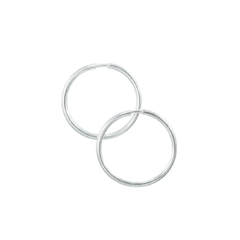 women's engagement earrings-Silver endless hoop