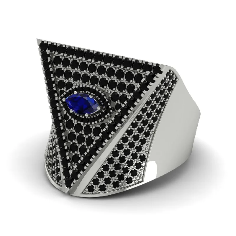 women's classic solitaire rings-Sapphire Eye Of Providence Men's Illuminati Ring - Arden No. 45