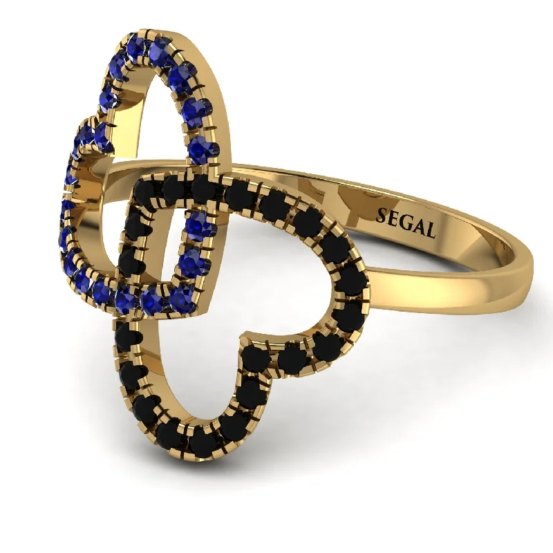 women's classic gold rings-Two Hearts Sapphire Ring - Selena No. 43