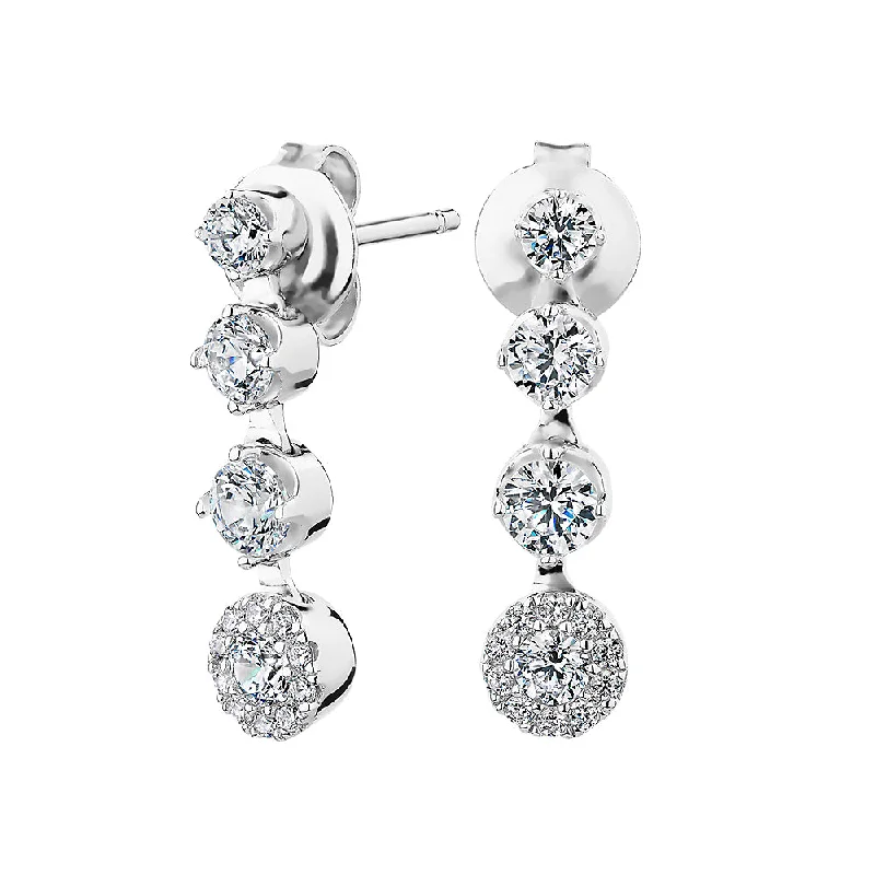 women's colorful earrings-Celeste Round Brilliant drop earrings with 1.04 carats* of diamond simulants in sterling silver