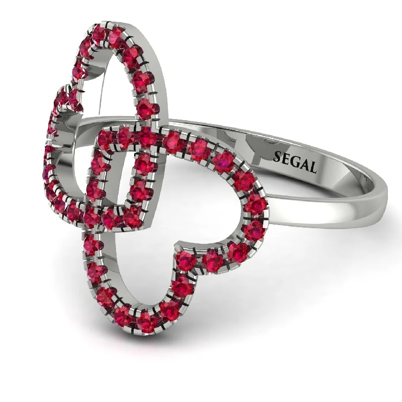 women's silver engagement rings-Two Hearts Ruby Ring - Selena No. 57