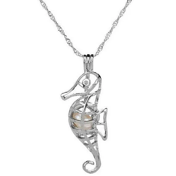 women's antique necklaces-Seahorse Freshwater Pearl Necklace