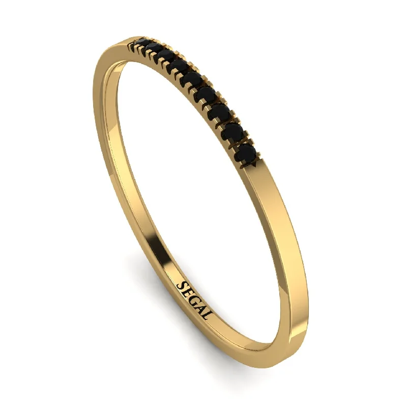 women's fashionable rings-Thin Eternity Black Diamond Band - Daisy No. 7