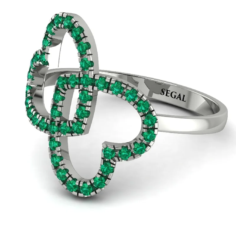 women's engagement ring sets-Two Hearts Emerald Ring - Selena No. 21