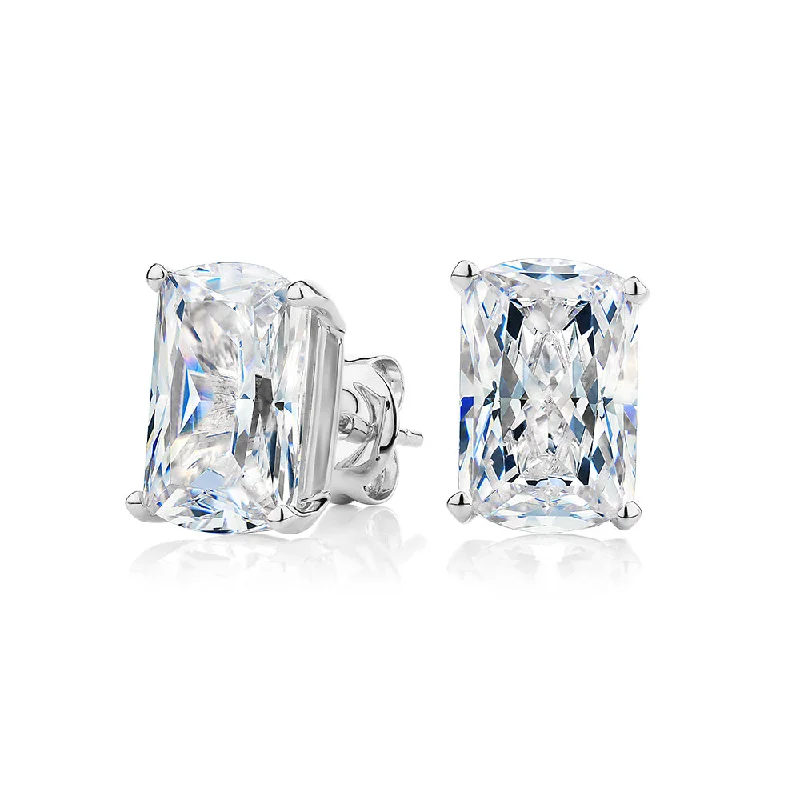 women's hoop earrings-Aurora Radiant stud earrings with 6.98 carats* of diamond simulants in 10 carat white gold