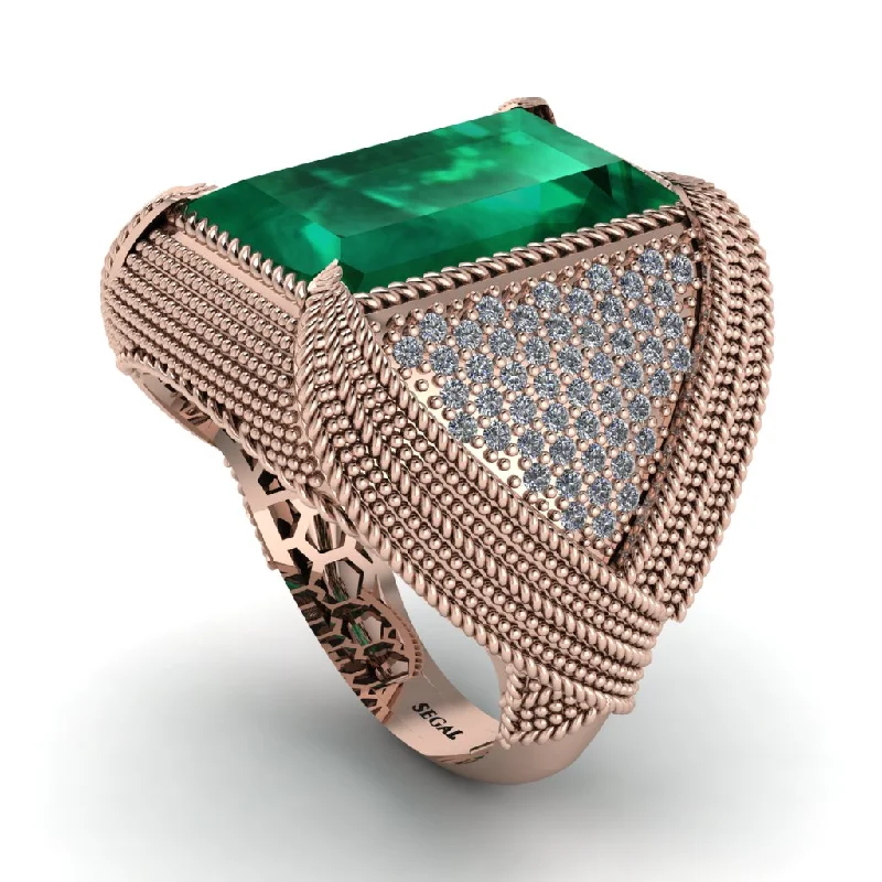 women's twist design rings-Baguette Emerald Majestic Men's Fashion Ring - Flynn No. 5