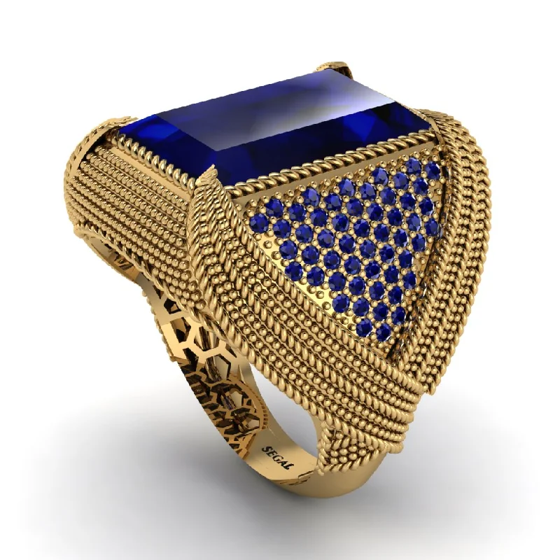 women's statement rings-Baguette Sapphire Majestic Men's Fashion Ring - Flynn No. 73