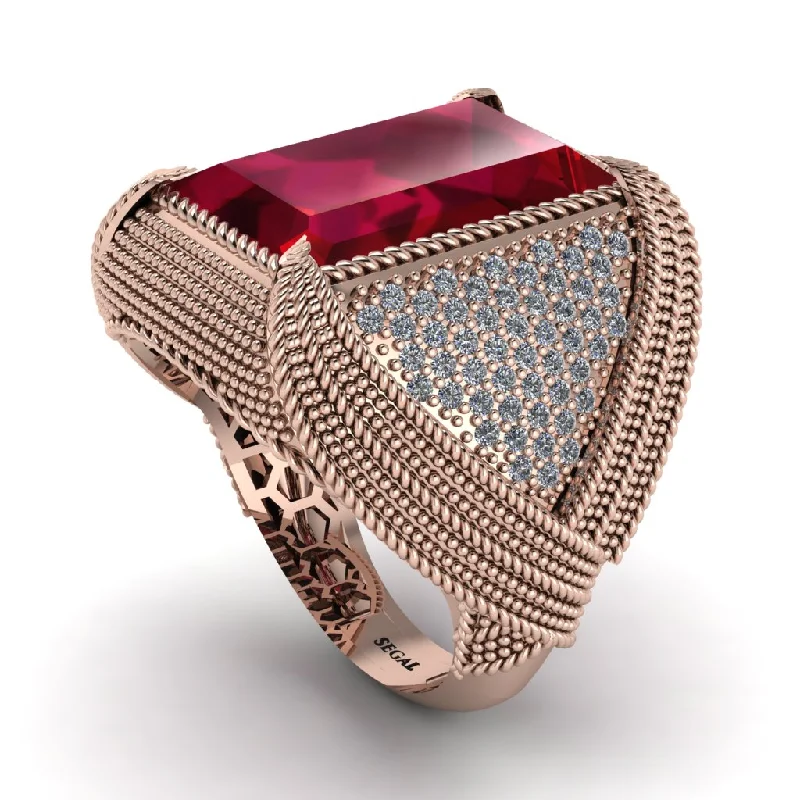 women's small rings-Baguette Ruby Majestic Men's Fashion Ring - Flynn No. 11