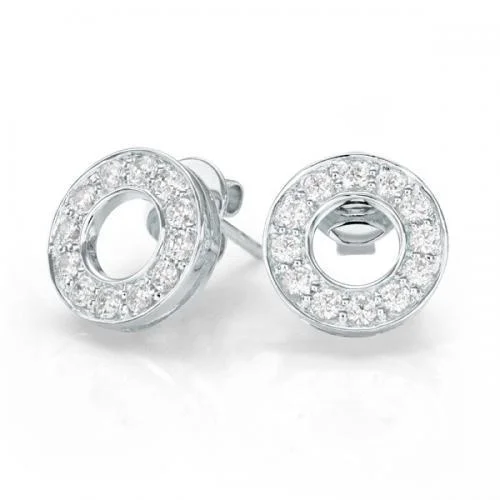 women's customized earrings-Round Brilliant stud earrings with 0.48 carats* of diamond simulants in 10 carat white gold