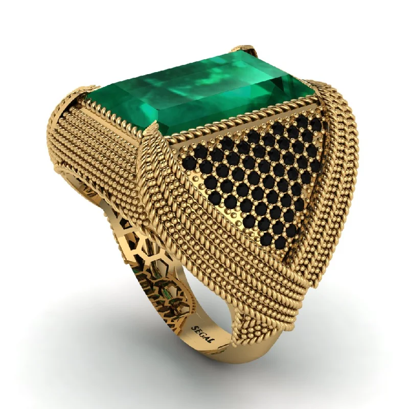 women's stack rings-Baguette Emerald Majestic Men's Fashion Ring - Flynn No. 34