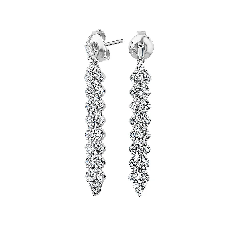 women's gemstone drop earrings-Round Brilliant drop earrings with 1.68 carats* of diamond simulants in sterling silver