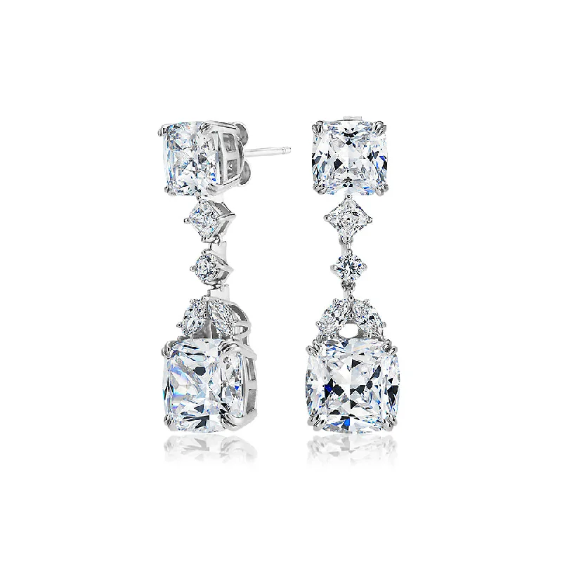 women's heart-shaped earrings-Statement earrings with 13.18 carats* of diamond simulants in sterling silver