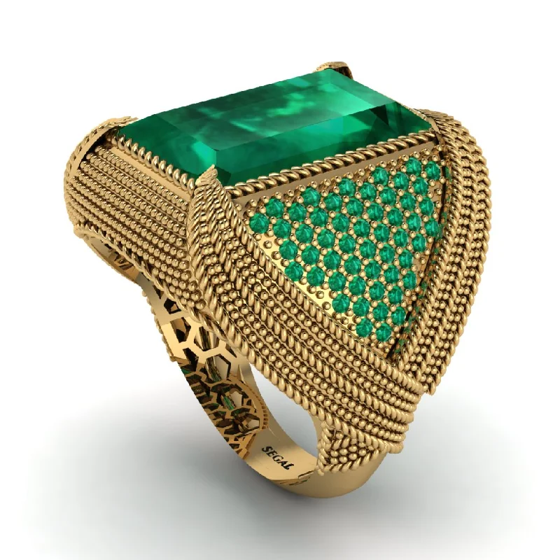 women's matching ring sets-Baguette Emerald Majestic Men's Fashion Ring - Flynn No. 19