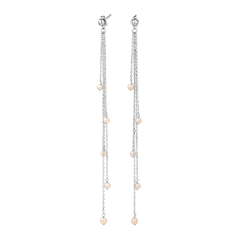 women's chandelier earrings-Cultured freshwater pearl drop earrings in sterling silver