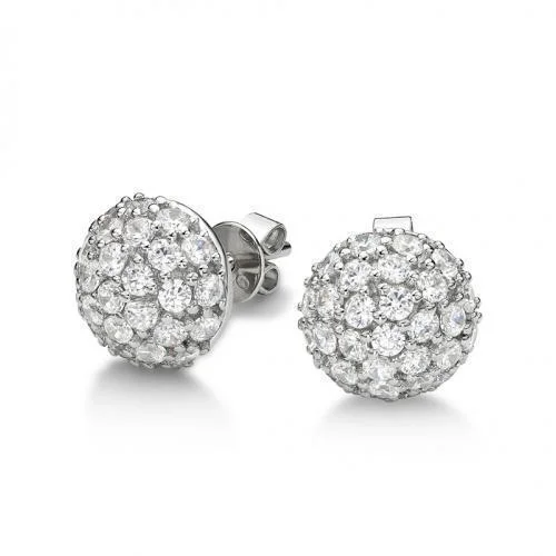 women's small statement earrings-Round Brilliant stud earrings with 1.75 carats* of diamond simulants in sterling silver